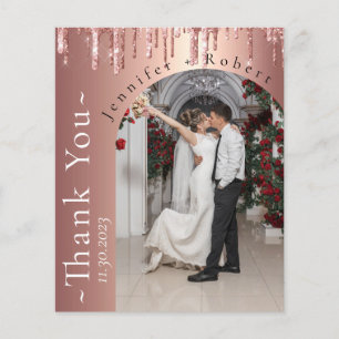 Glitter Drips Photo Budget Wedding Thank you card
