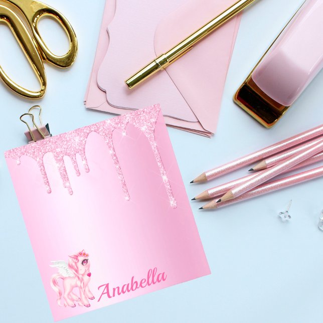 Glitter Drips Pink Pony Unicorn  Notepad (Creator Uploaded)