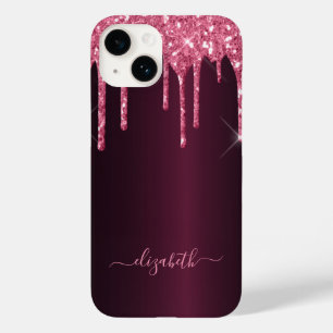 Glitter drips pink purple girly glam script Case-Mate iPhone 14 case