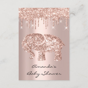 Glitter Drips Rose Baby Girl Boy Shower Elephant Invitation