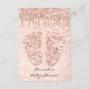 Glitter Drips Rose Gold  Baby Shower Feet Foot Invitation