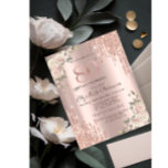 Glitter Drips Rose Gold Floral 80th Birthday Invitation<br><div class="desc">A modern,  chic and glamourous invitation with glitter drips,  and flowers on a rose gold background.</div>