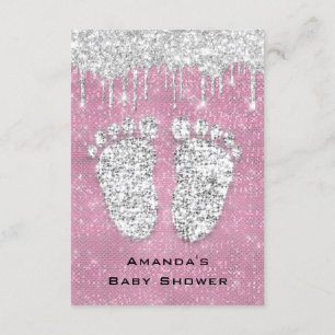 Glitter Drips Rose Grey Baby Girl Shower Feet Pink Invitation