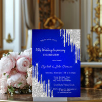 Glitter Drips Royal Blue Wedding Anniversary