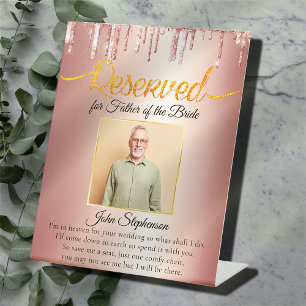 Glitter Drips Save A Seat Photo Wedding Memorial Pedestal Sign