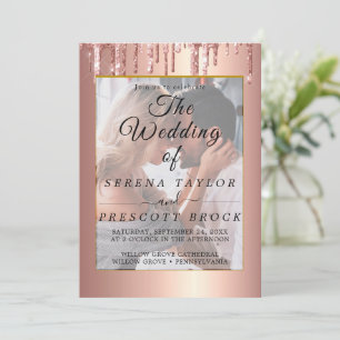 Glitter Drips Vellum Overlay Wedding Invitation