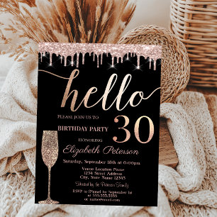 Glitter Drips,Wine Glass 30th Birthday Party  Invitation