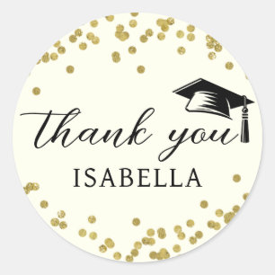 Glitter Dust Confetti Graduation Thank You Classic Round Sticker
