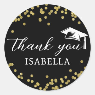 Glitter Dust Confetti Graduation Thank You Classic Round Sticker