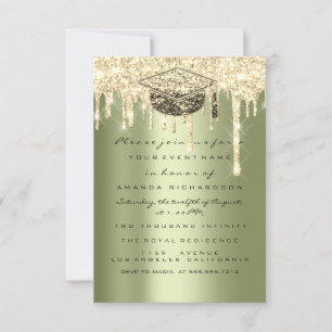 Glitter Effect Drips Graduate Party Mint Green Invitation