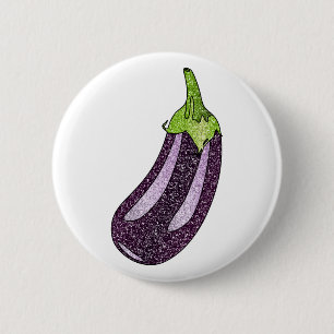 Glitter Eggplant 6 Cm Round Badge