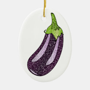 Glitter Eggplant Ceramic Ornament