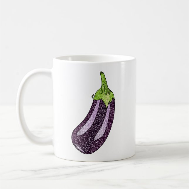 Glitter Eggplant Coffee Mug (Left)