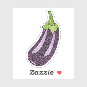 Glitter Eggplant Custom-Cut Vinyl Sticker