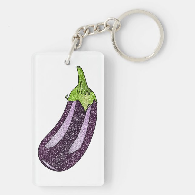Glitter Eggplant Key Ring (Back)