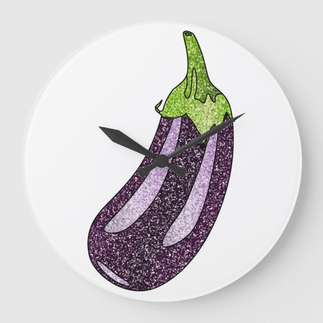 Glitter Eggplant Large Clock (Front)
