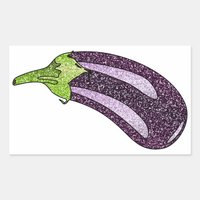 Glitter Eggplant Rectangular Sticker (Front)