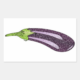 Glitter Eggplant Rectangular Sticker