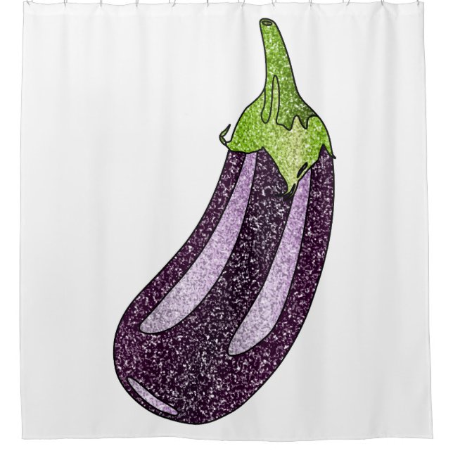 Glitter Eggplant Shower Curtain (Front)