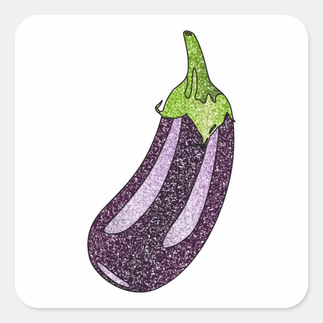 Glitter Eggplant Square Sticker (Front)