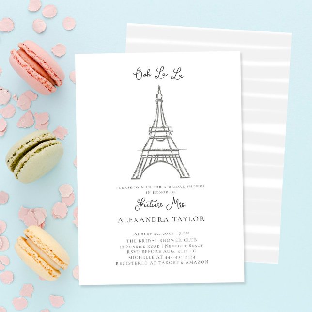 Glitter Eiffel Paris Minimal Modern Bridal Shower Invitation (Creator Uploaded)