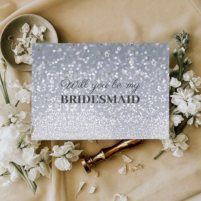 Glitter Elegant Will You Be My Bridesmaid Postcard (Creator Uploaded)
