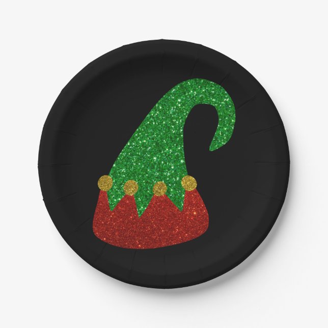 Glitter Elf Hat Paper Plate (Front)