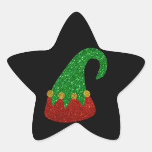 Glitter Elf Hat Star Sticker