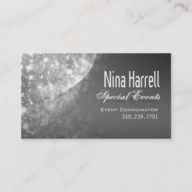 "Glitter" - Event Planner Coordinator Business Card (Front)