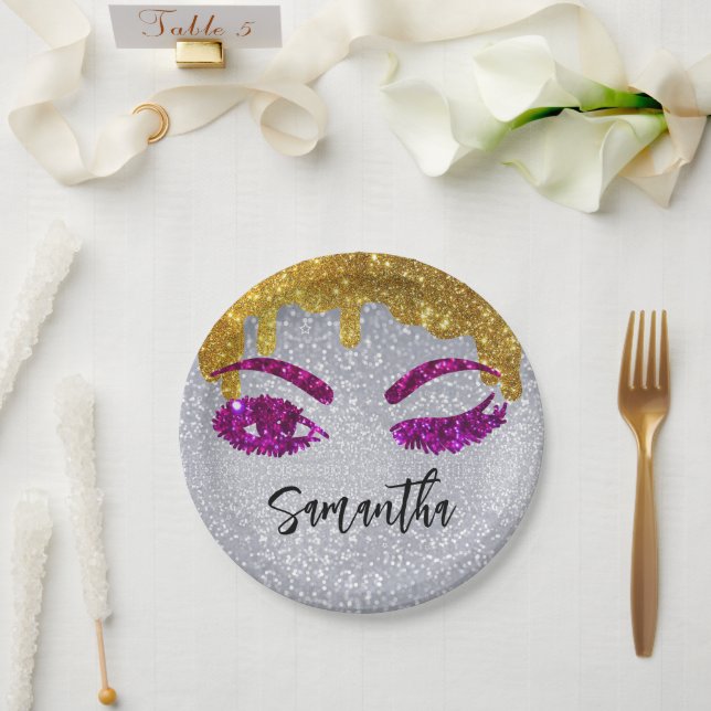 Glitter Eyes Birthday 18th | 21st | 30th | 50th Paper Plate (Wedding)