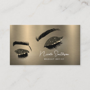 Glitter Eyes Brushed Metal Makeup Artist Gold Business Card