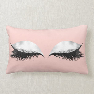 Glitter Eyes Makeup Confetti Pink Pastel Ombre Lumbar Cushion