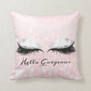 Glitter Eyes Makeup Lashes Pink Girly Gorgeous Cushion