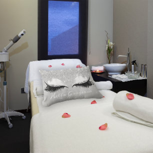 Glitter Eyes Makeup Lashes Silver Hello Gorgeous Lumbar Cushion