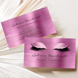 Glitter Eyes Pink Metallic Lash Extension Business Card