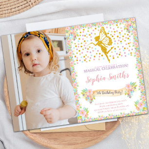 Glitter Fairy Birthday Invitations with photo