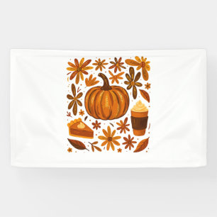 Glitter Fall Floral Pumpkin Thankgiving Banner