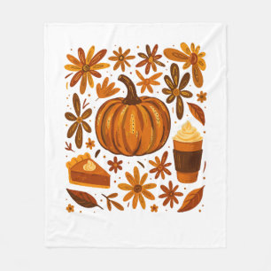 Glitter Fall Floral Pumpkin Thankgiving Fleece Blanket