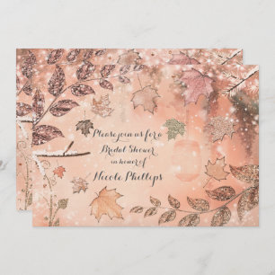 Glitter Fall Leaves Golden Autumn Invitations