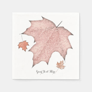 Glitter Fall Leaves Winter Golden Autumn Party Napkin