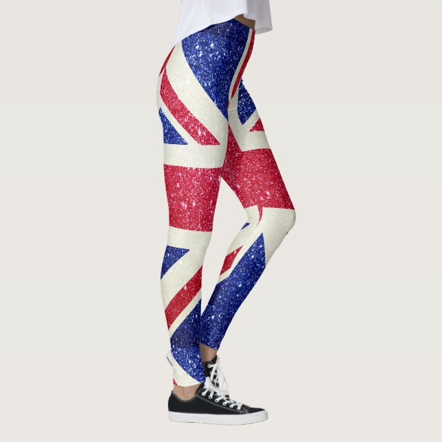 Glitter Flag of UK London British stylish Fashion Leggings (Right)