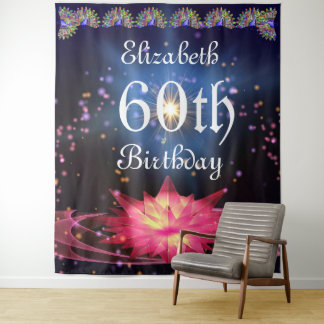 Glitter Floral Backdrop | 60th Birthday party  Tapestry