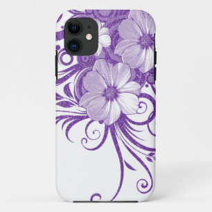 Glitter Floral Vines & Flowers In Purple iPhone 11 Case