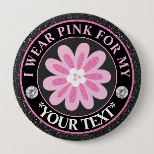 Glitter Flower Breast Cancer Awareness Design 10 Cm Round Badge