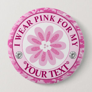 Glitter Flower Breast Cancer Awareness Design 10 Cm Round Badge