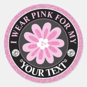 Glitter Flower Breast Cancer Awareness Design Classic Round Sticker