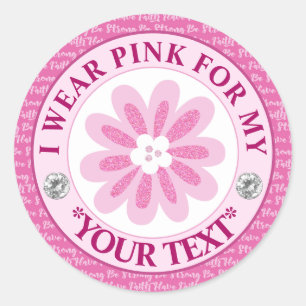 Glitter Flower Breast Cancer Awareness Design Classic Round Sticker