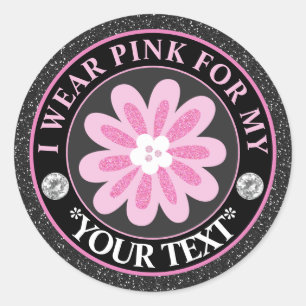 Glitter Flower Breast Cancer Awareness Design Classic Round Sticker