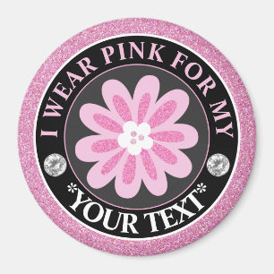 Glitter Flower Breast Cancer Awareness Design Magnet