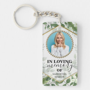 Glitter Foliage Memorial Gift Photo Keychain